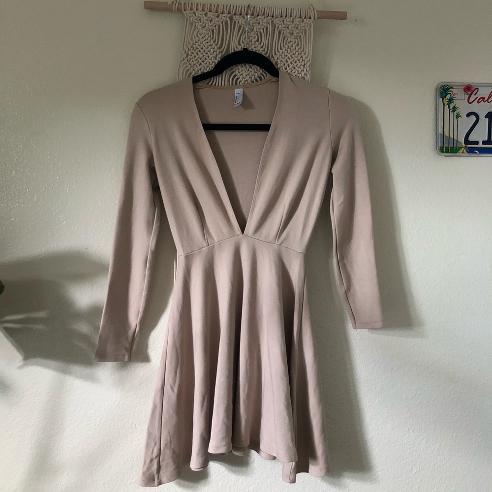 American Apparel Skater Deep V Long-Sleeve Dress